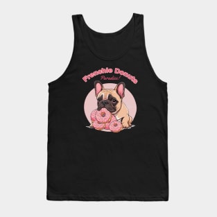 Cute french bulldog with sweet pink donuts, I love frenchie Tank Top